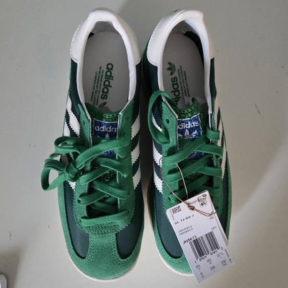 🆕️ Adidas SL 72 RS J Unisex Green and White Sneakers Size 5 - Picture 6 of 10